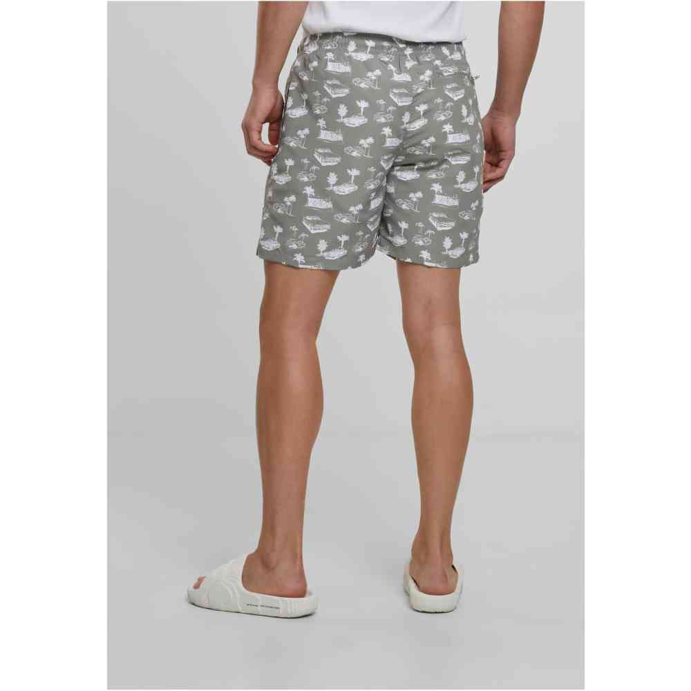 Urban Classics - Pattern Swim shorts - Brown/White